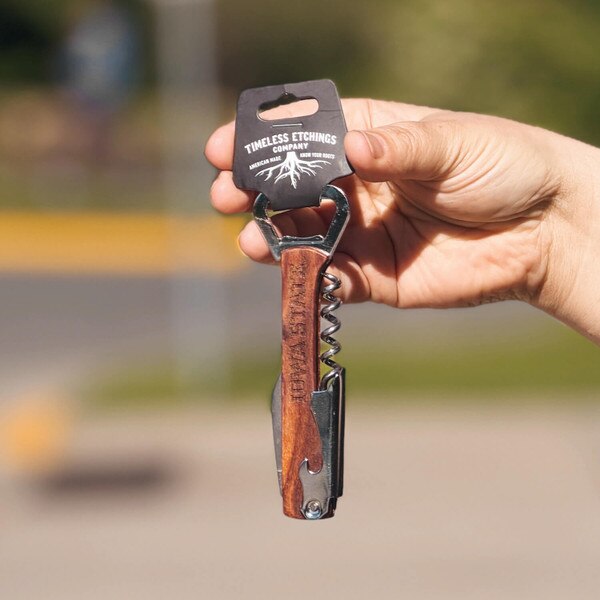 I-State Timeless Etchings Wood Wine Key front